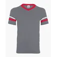 Augusta Sportswear Youth V-Neck Jersey with Striped Sleeves — view 6