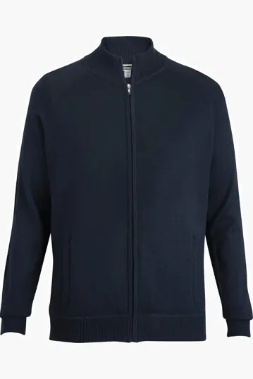 Acrylic Blend Unisex Sweater Jacket with Mock Neck