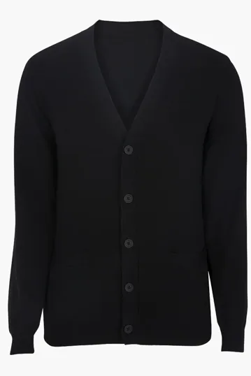 Cotton Blend Unisex Cardigan Sweater, Fine Gauge Knit — view 2