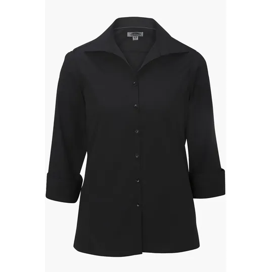 Lightweight Poplin Three Quarter Sleeve Ladies Shirt — view 4