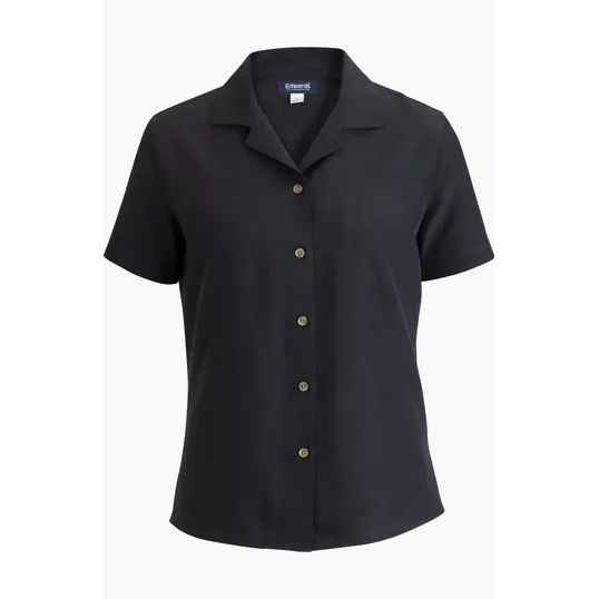 Camp Collar Ladies Blouse with Notched Collar — view 3