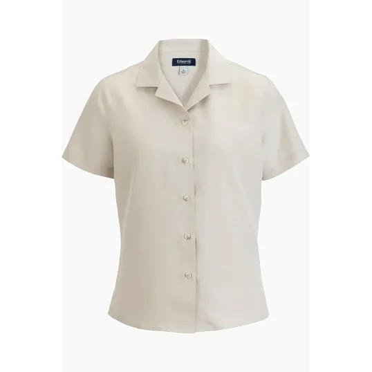 Camp Collar Ladies Blouse with Notched Collar — view 4