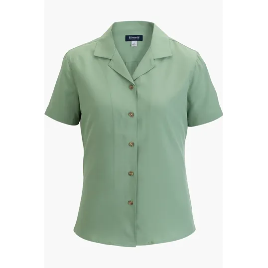 Camp Collar Ladies Blouse with Notched Collar — view 5
