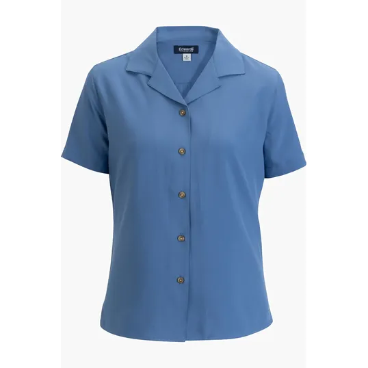 Camp Collar Ladies Blouse with Notched Collar — view 6