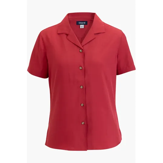 Camp Collar Ladies Blouse with Notched Collar — view 7