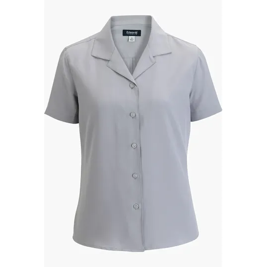Camp Collar Ladies Blouse with Notched Collar — view 8