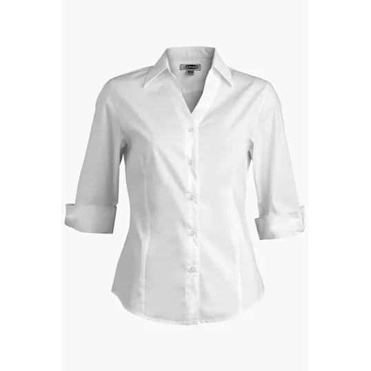 Stretch Broadcloth Three Quarter Sleeve Ladies Shirt