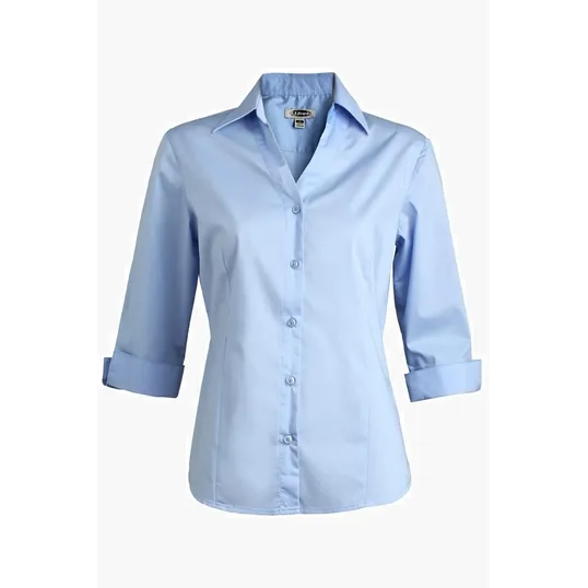 Stretch Broadcloth Three Quarter Sleeve Ladies Shirt — view 2