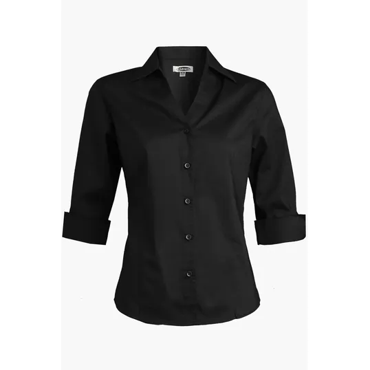 Stretch Broadcloth Three Quarter Sleeve Ladies Shirt — view 3