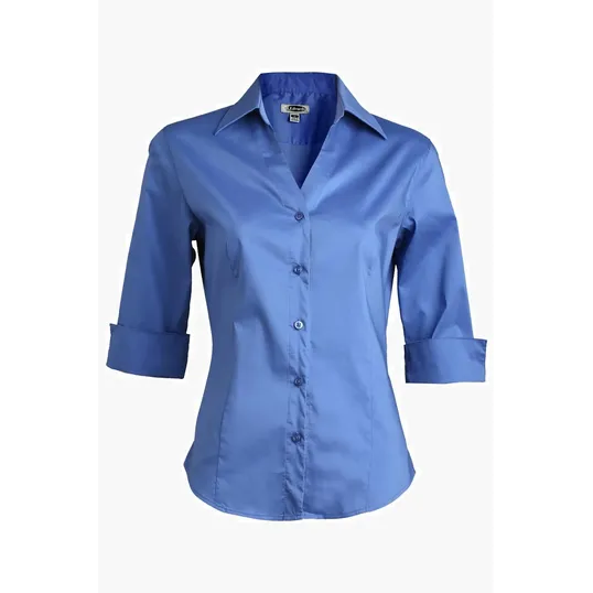 Stretch Broadcloth Three Quarter Sleeve Ladies Shirt — view 4