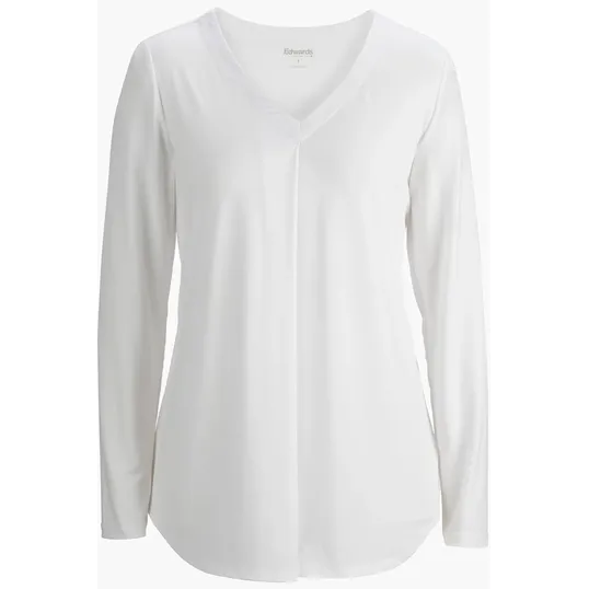 Soft Pleated Ladies Blouse, Long-Sleeve Jersey Knit