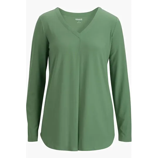 Soft Pleated Ladies Blouse, Long-Sleeve Jersey Knit — view 5
