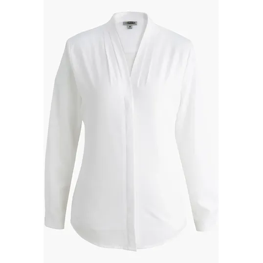 V Neck Ladies Blouse, Long Sleeve Tailored Fit