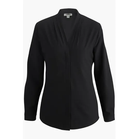 V Neck Ladies Blouse, Long Sleeve Tailored Fit — view 2