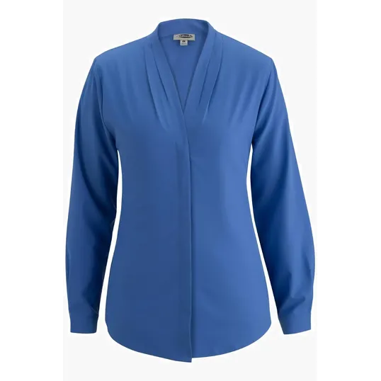 V Neck Ladies Blouse, Long Sleeve Tailored Fit — view 3