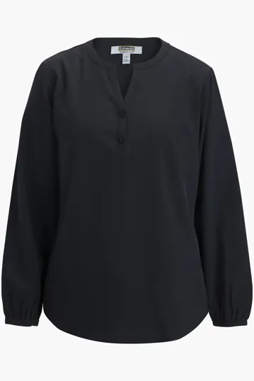 Open V Neck Ladies Long Sleeve Blouse — view 2