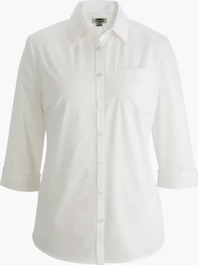 Essential Broadcloth Three Quarter Sleeve Ladies Shirt