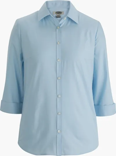 Essential Broadcloth Three Quarter Sleeve Ladies Shirt — view 2