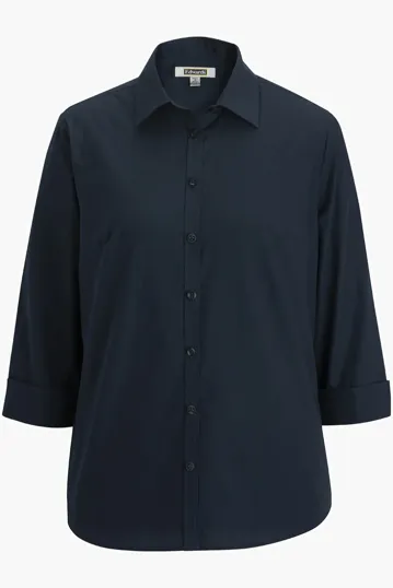 Essential Broadcloth Three Quarter Sleeve Ladies Shirt — view 3