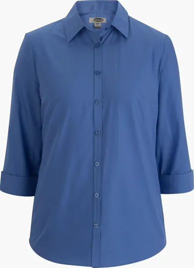 Essential Broadcloth Three Quarter Sleeve Ladies Shirt — view 5
