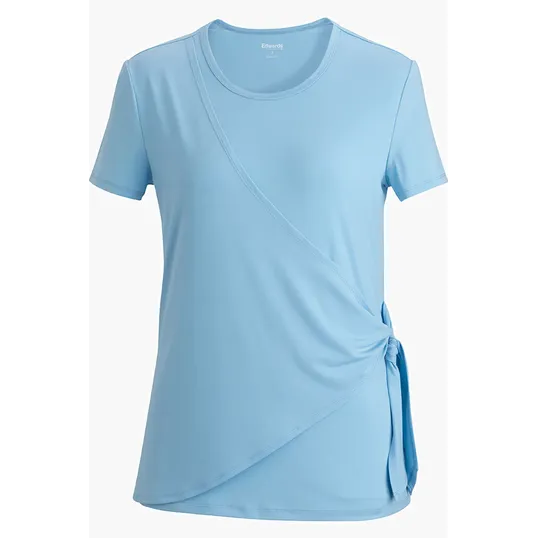 Soft Wrap Ladies Blouse with Jersey Knit Wrap Detail — view 2