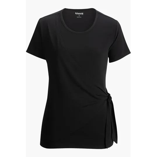 Soft Wrap Ladies Blouse with Jersey Knit Wrap Detail — view 3