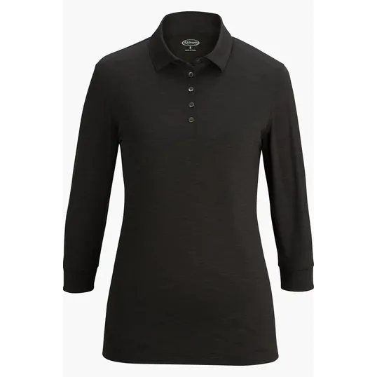 Optical Heather Ladies Polo with 3/4 Sleeves