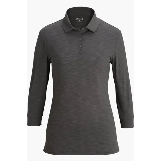 Optical Heather Ladies Polo with 3/4 Sleeves — view 2