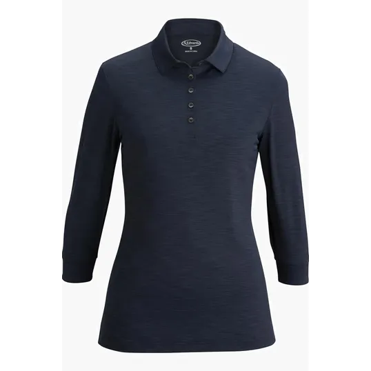 Optical Heather Ladies Polo with 3/4 Sleeves — view 3