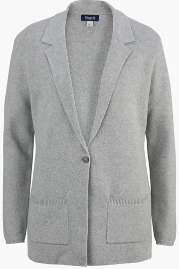 Ladies Sweater Blazer with Blazer Lapel and One-Button Closure — view 2