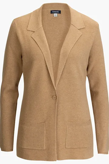 Ladies Sweater Blazer with Blazer Lapel and One-Button Closure — view 3