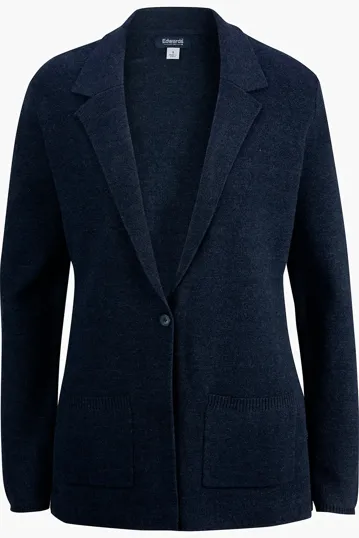 Ladies Sweater Blazer with Blazer Lapel and One-Button Closure — view 4