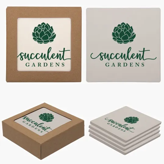 Square Absorbent Stone Coaster 4 Pack