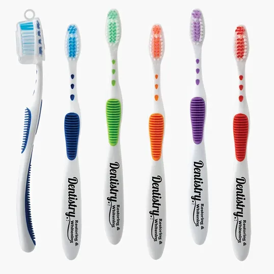 Toothbrush with Clip-On Cap and Tongue Cleaner