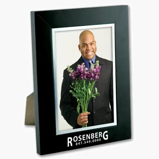 4 x 6 Black Wood Picture Frame with Silver Bevel