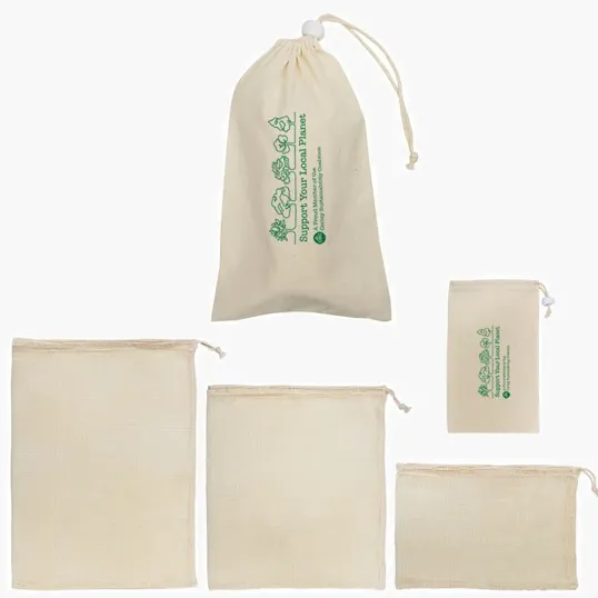 Reusable Cotton Mesh Produce Bag Set