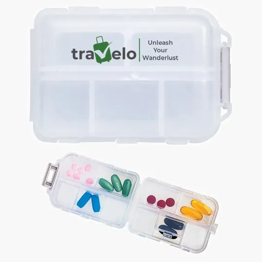 Travel Pillbox with 10 Compartments
