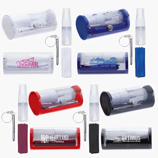Eyeglass Cleaning Kit with Spray, Cloth, and Screwdriver Keytag