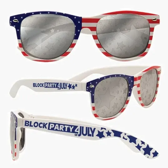 Patriotic Sunglasses with American Flag Frames and UV400 Lenses