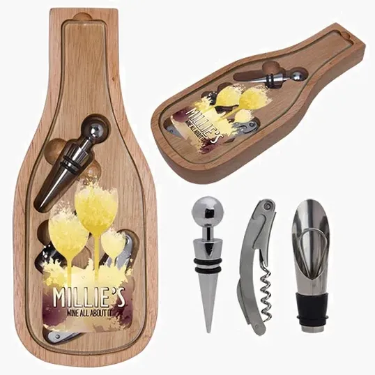 Cheese & Wine Set with Bamboo Board and Tempered Glass Surface
