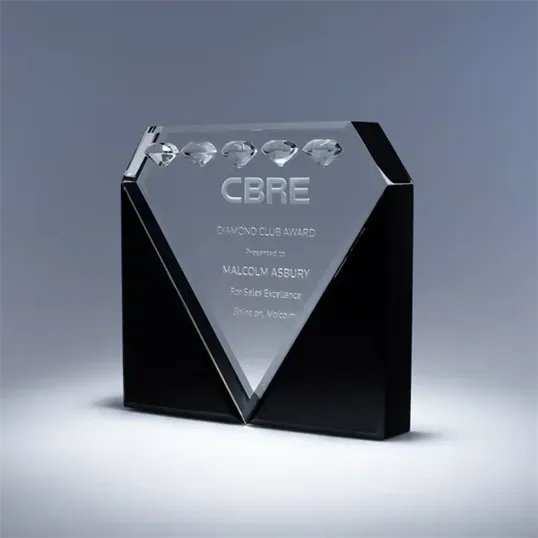 La Rocca Optic Crystal Award with Black Crystal Accents — view 3