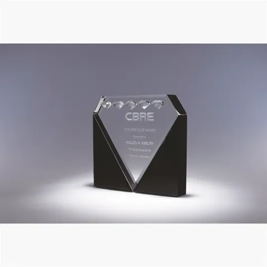 La Rocca Optic Crystal Award with Black Crystal Accents — view 2