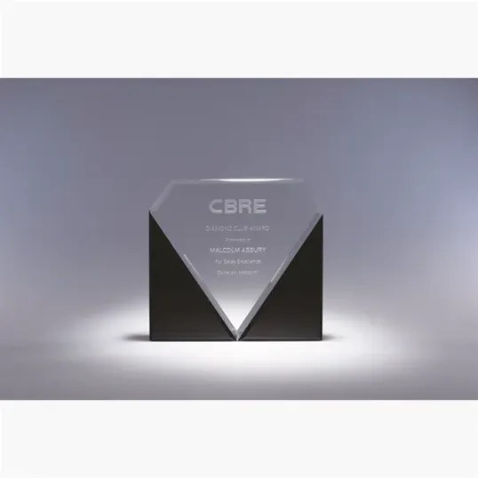 La Rocca Optic Crystal Award with Black Crystal Accents