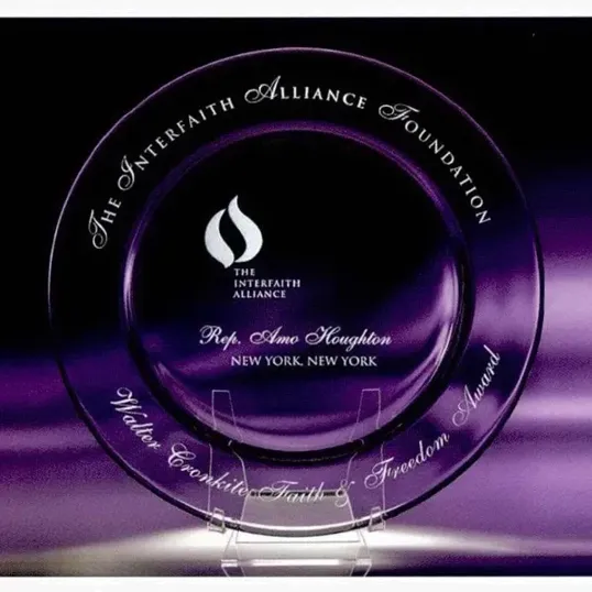Accolade Glass Plate Award with Stand