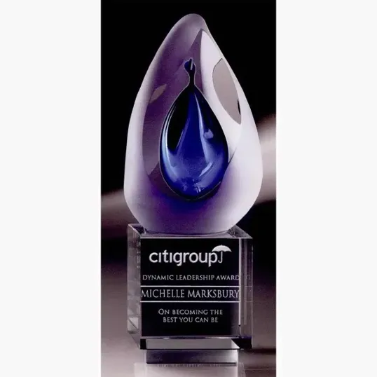 Aeroscape Small Art Glass Award with Optic Crystal Base