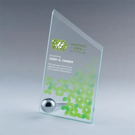 Studio Jade Crystal Award with Polished Chrome Accents — view 3