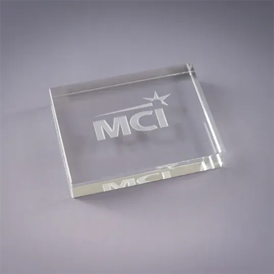 Rectangle Crystal Paperweight, 3" x 4" Optic Crystal