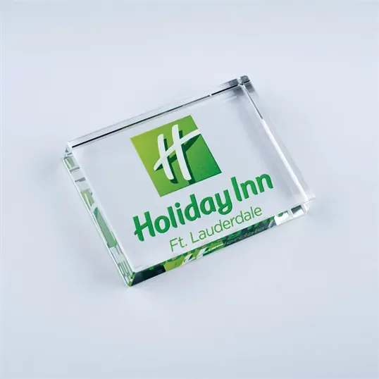 Rectangle Crystal Paperweight, 3" x 4" Optic Crystal — view 2