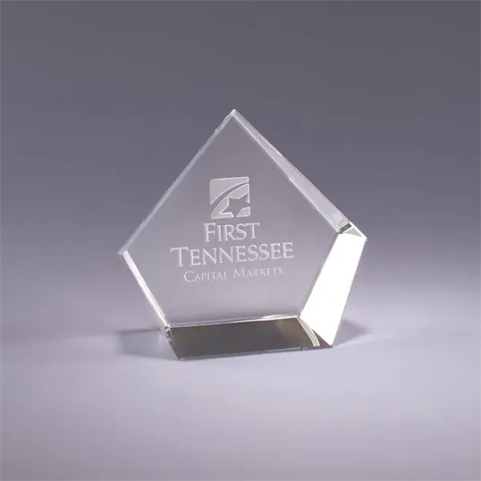 Pentangle Crystal Paperweight with Faceted Optic Crystal