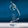 Above and Beyond Crystal Award with Stainless Steel Swirl